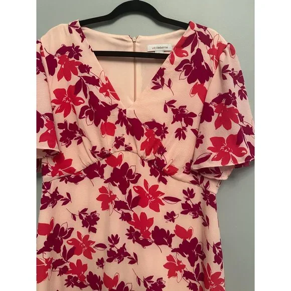 Liz Clairbone Floral Midi Trumpet Dress Pink Size 14 - Picture 2 of 6